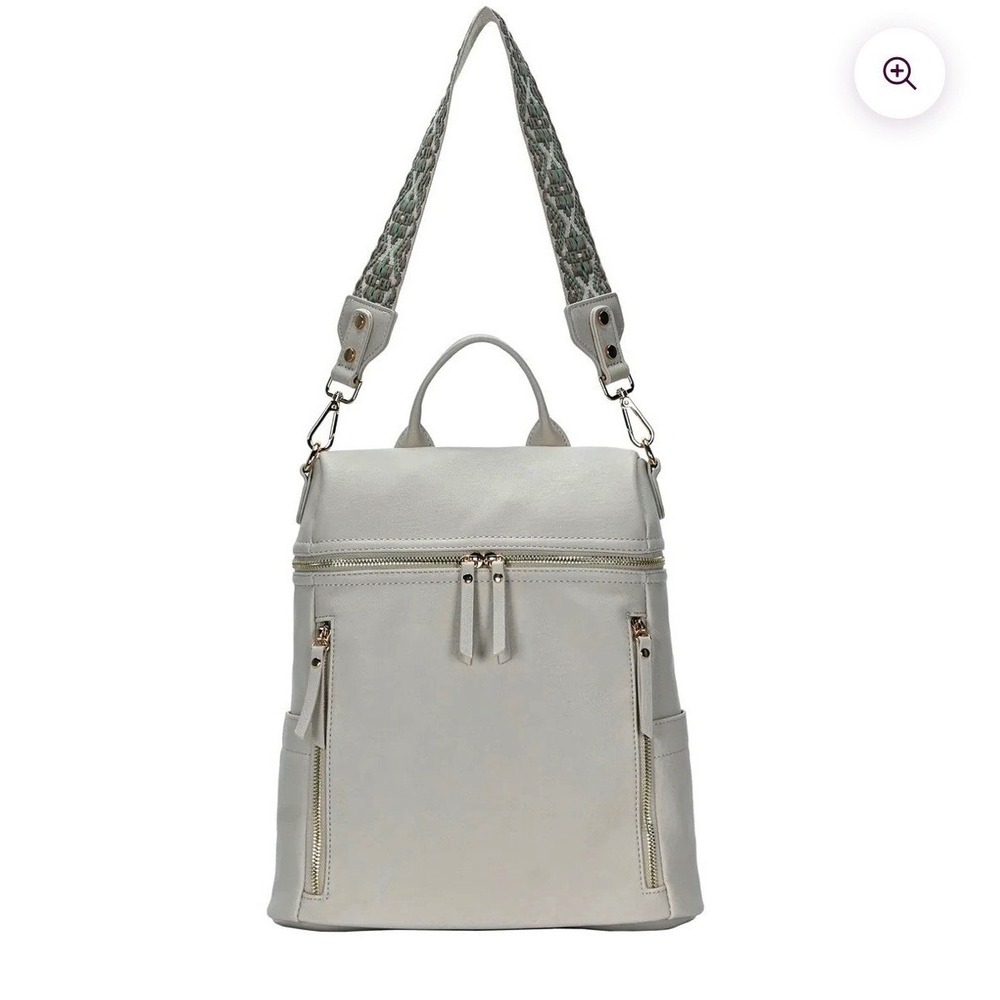 Antik Kraft Nyra Convertible Backpack Purse Taupe Stone Boho Embroidered Strap
